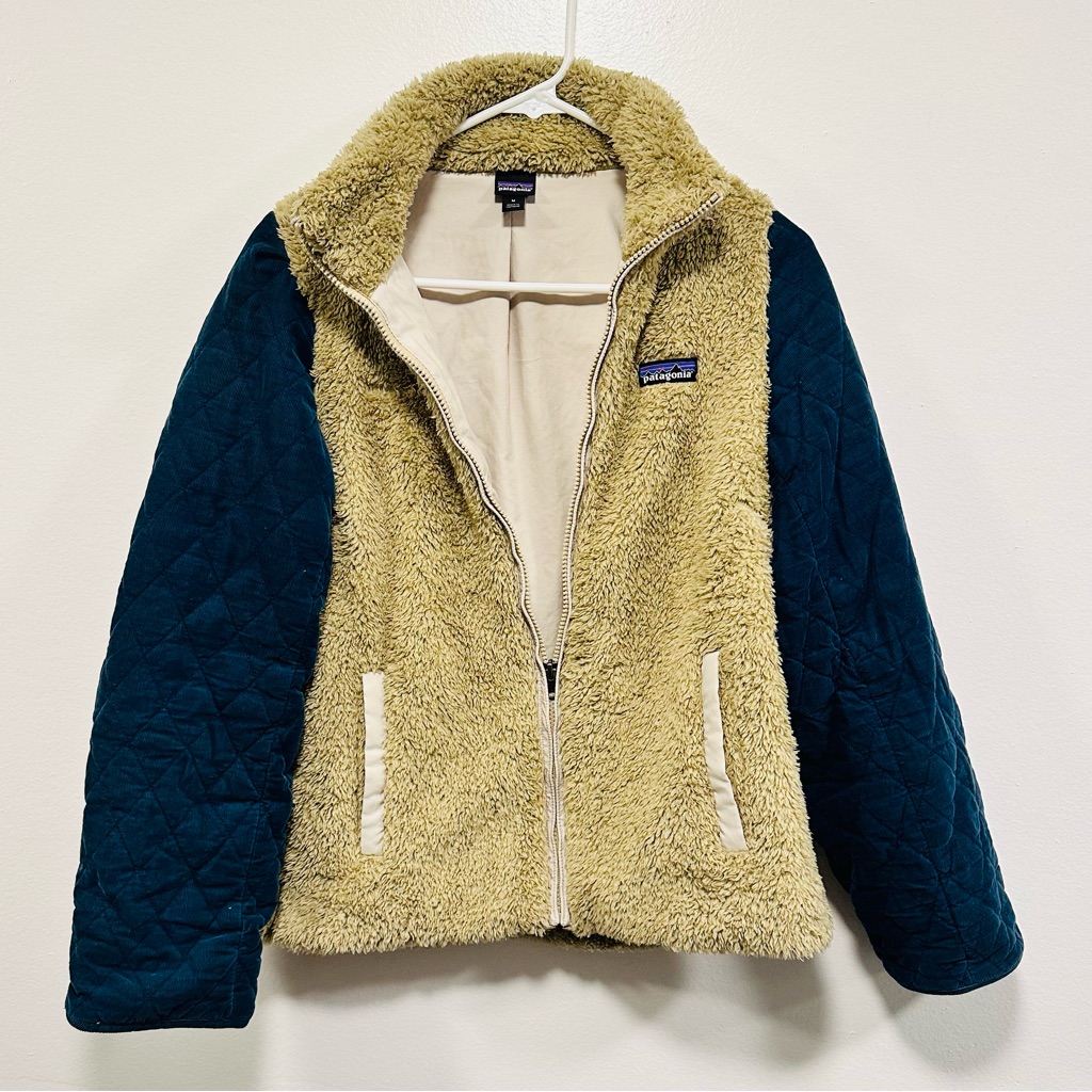 Patagonia Jacket! Custom Reworked Mesa Vest W/ Navy Quilted Sleeves Size Medium